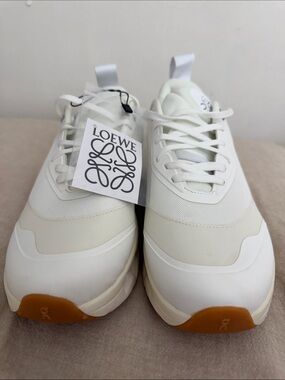 Loewe Men's White Sneakers with Gum Toe Accents